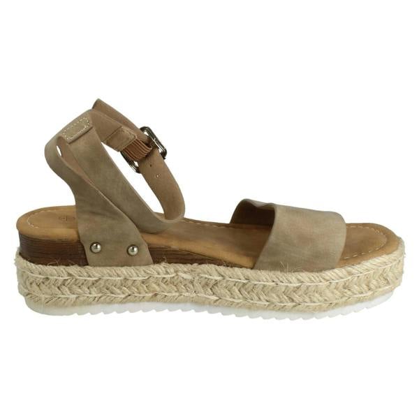 Savannah Ladies Savannah Buckle Fastening Ankle Strap Wedge Sandals F12095