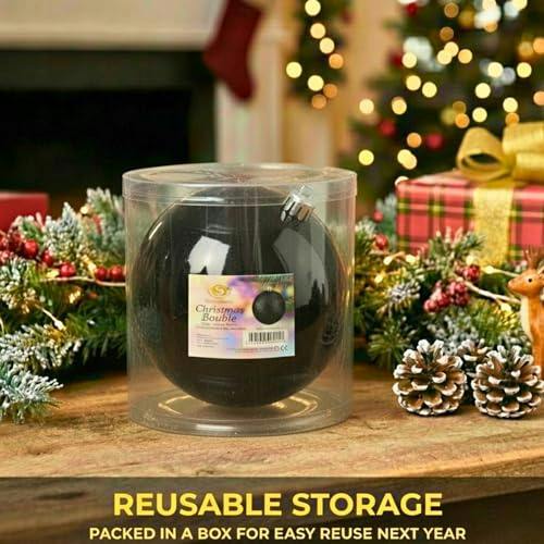 2cm Black Glossy Christmas Bauble for Tree, Mantelpiece and Festive Home Display image 4