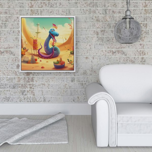 Warren Reed Snake On A Beach Holiday Framed Canvas