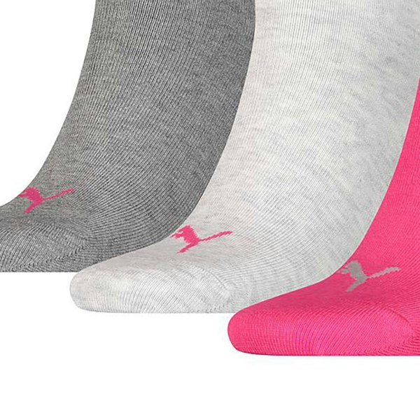 Puma Unisex Adult Invisible Socks (Pack of 3) - Pink/Grey/Charcoal Grey