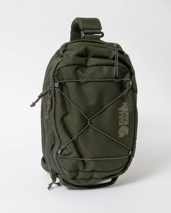 front of a Fjallraven Skule 6L Unisex Sling Bag a Deep Forest 662