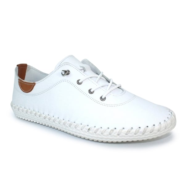 Lunar Women's St Ives Leather Plimsolls - White