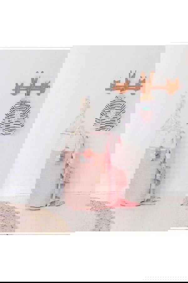 Living and Home 63L Woven Cotton Rope Laundry Hamper Basket Toys Storage with Handlers Pink 50cm H