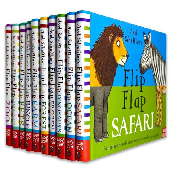 Axel Scheffler's Flip Flap Series 10 Books Collection Set (Farm, Jungle, Pets, Zoo, Minibeasts, Safari, Ocean, Dinosaurs, Frozen and Forest)