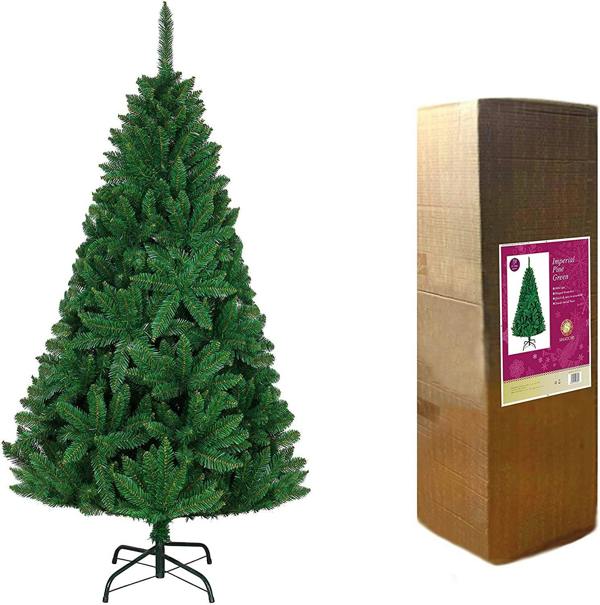 4ft to 12ft Green Artificial Imperial Pine Christmas Tree with Hinged Branches and Metal Stand image 4