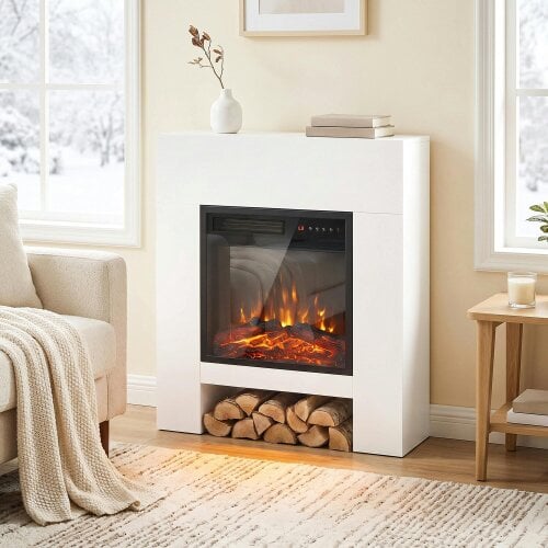 HOMCOM Freestanding Electric Fireplace Suite, Open Shelf, 30", 900W/1800W