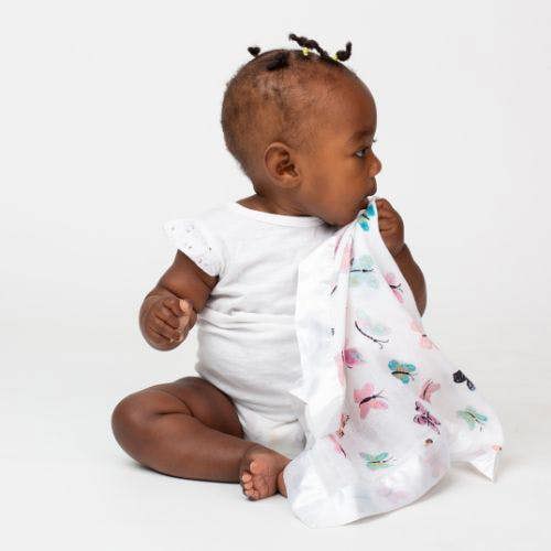 Lulujo - Muslin Security Comforter Blanket - Butterfly 2 Pack