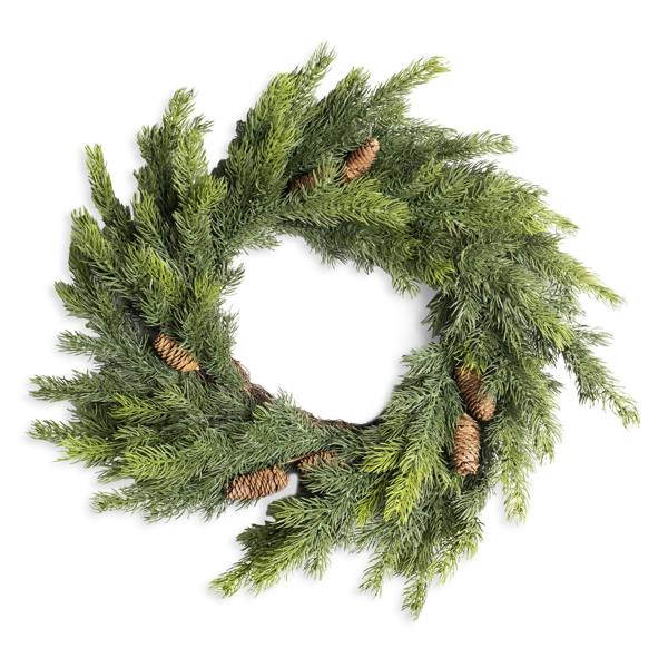 80cm Green Fir Artificial Christmas Wreath with Pine Cones, Realistic PE Finish for Indoor or Sheltered Outdoor Display image 1