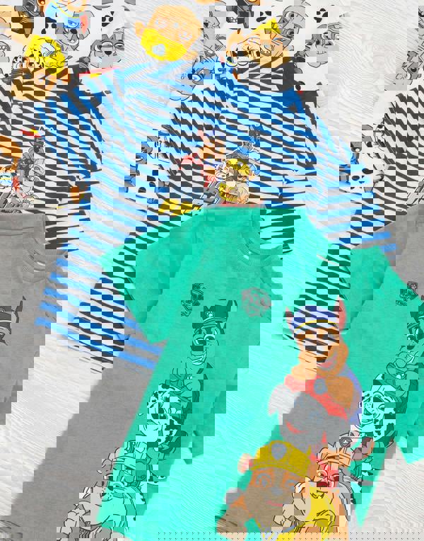 Paw Patrol Boys Multicoloured Marshall , Rubble & Chase All-Over Print Multi-Pack of 3 Short-Sleeved T-Shirts