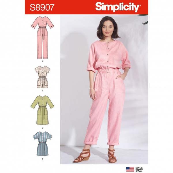 Simplicity Sewing Pattern 8907, Jumpsuits, Dresses for Women, H5 (6-8-10-12-14) - Intermediate