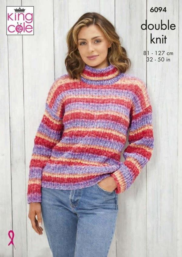 King Cole Bramble DK Knitting Pattern 6094, Sweaters, Jackets for Women, 32 - 50 Inches