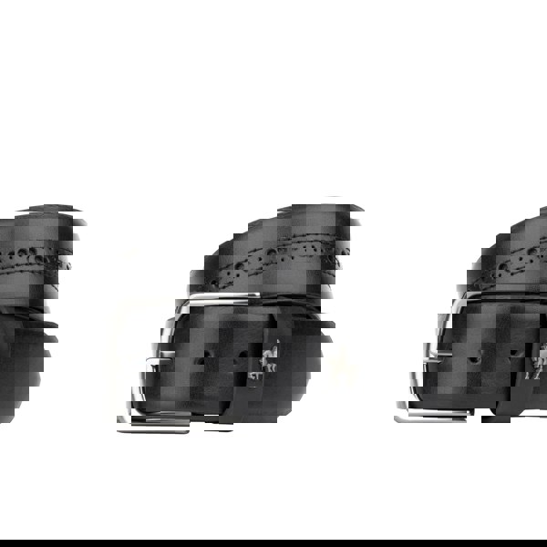 Embassy London Scott - Black Shine - Men's smooth full-grain black leather belt with broguing