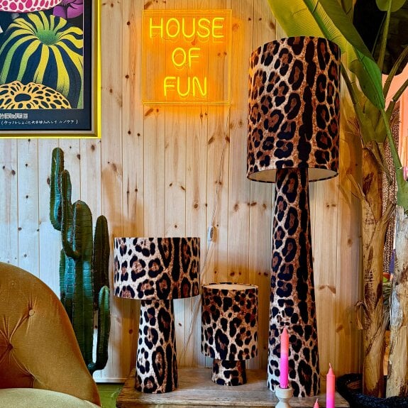 Love Frankie Handmade Velvet Portable lamps in Leopardess