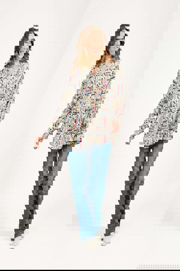 Mudflower Pintuck Printed Shirt