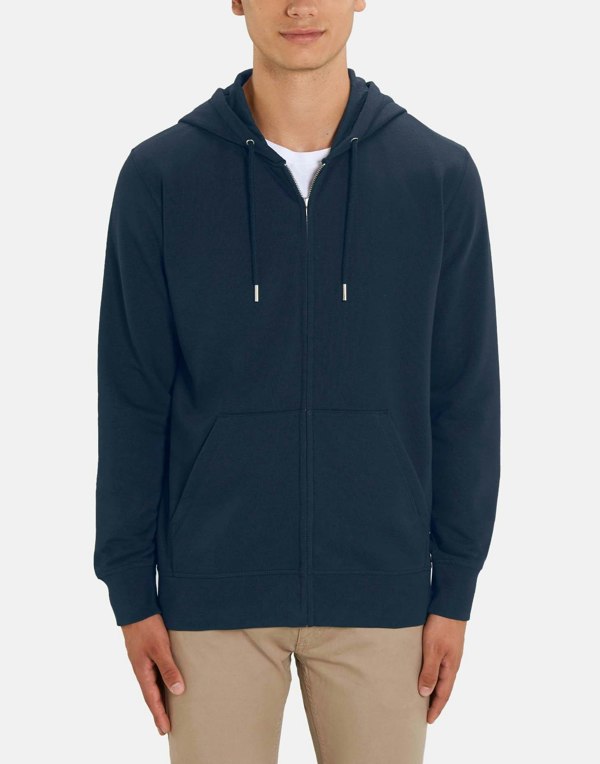 Men's Organic Cotton Zip-up Hoodie – French Navy - British Boxers