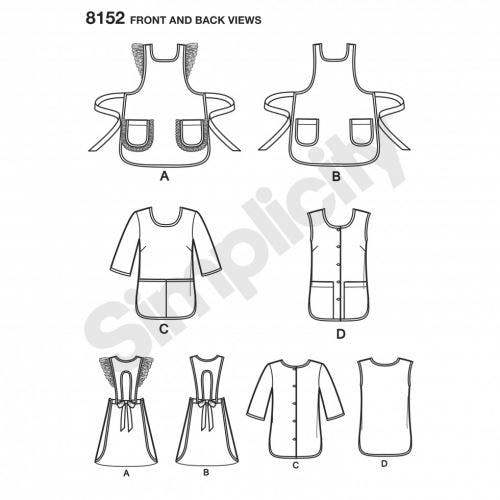 Simplicity Sewing Pattern 8152, Aprons, Vintage Style for Women, A (XS-S-M-L) - Easy