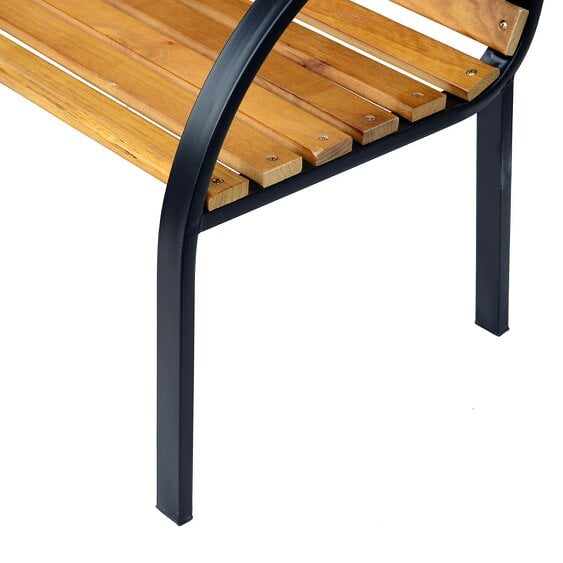 Wyld Haus Nifalo 122cm Steel And Natural Slatted Wood Outdoor Garden Bench