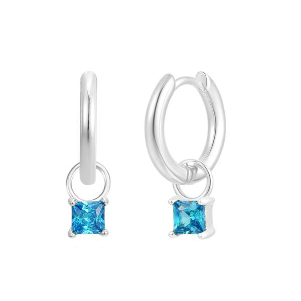 Gold Trip March Huggie Hoop Birthstone Charm Earrings