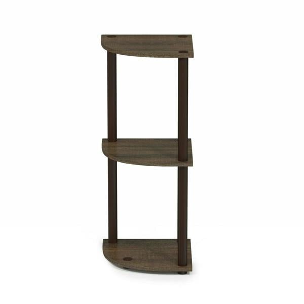 WALPLUS Elegant Turn-N-Tube 3-Tier Corner Display Rack Multipurpose Shelving Unit, Walnut/Brown for Study Room