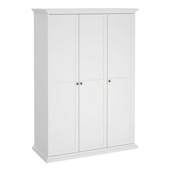 Wyld Haus Osaka Farmhouse White Wooden Wardrobe 3 Doors