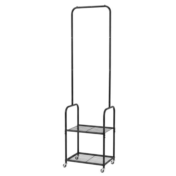 Levede Clothes Rack Heavy Duty Garment Rack 2 Shelf Locking Wheels Bedroom Black