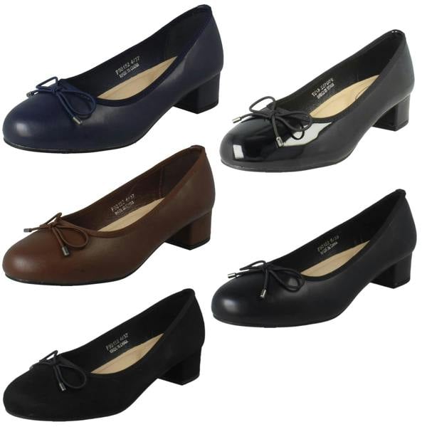 Spot On Ladies Spot On Short Heel Bow Detailed Court Shoes F90152