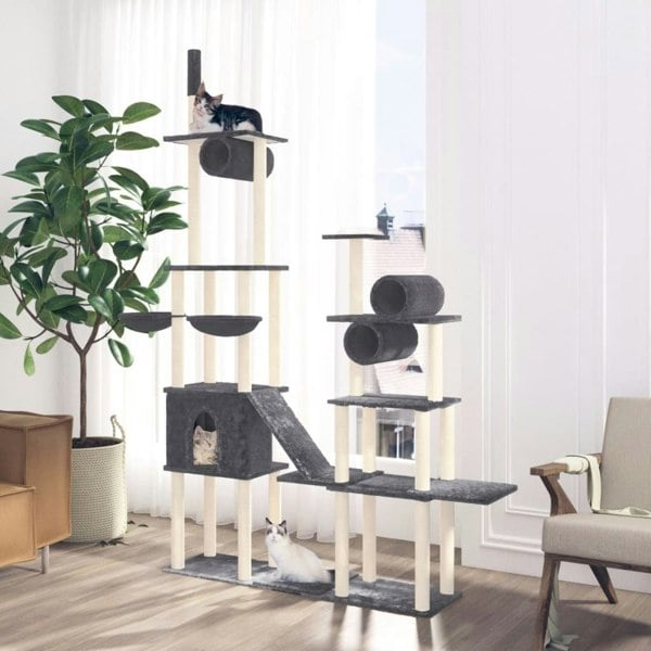 Berkfield Cat Tree with Sisal Scratching Posts Dark Grey 279 cm