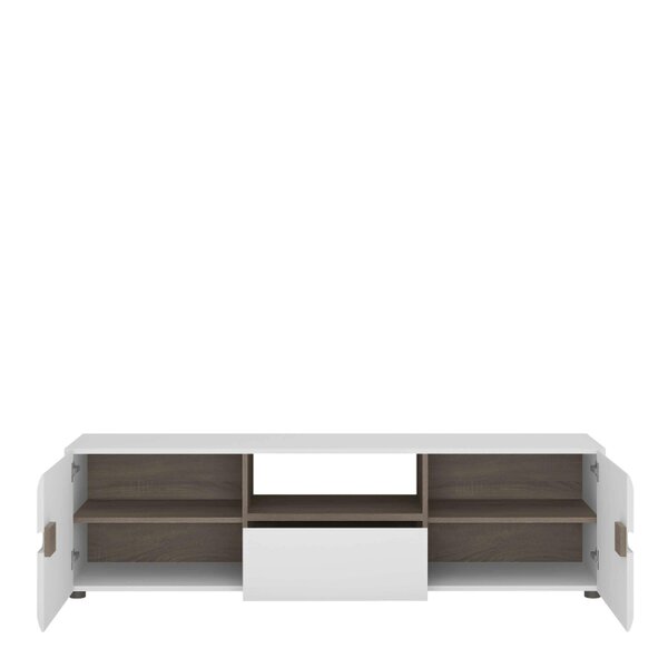 Wyld Haus Foxwhisk Wide TV Media Unit White and Truffle Oak Wood