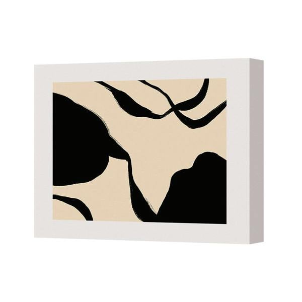 Benjamin Tate Design Abstract Black Beige Canvas Art Print Gallery Wrapped Handmade in UK
