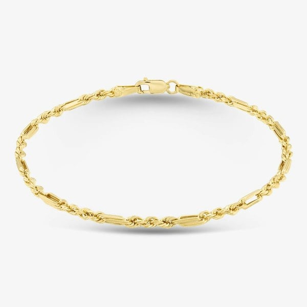 T. H. Baker 9ct Yellow Gold Diamond Cut Figaro Rope Bracelet 1.22.1171