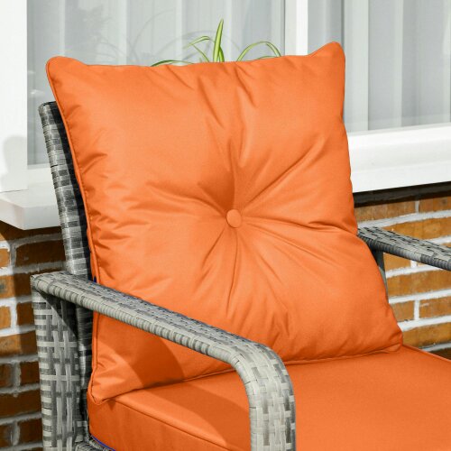 Wyld Haus Nola Nora Gey Rattan 3 Piece Bistro Set With Storage Coffee Table And Orange Cushions
