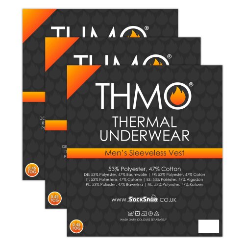 THMO Mens 3 Pack Sleeveless Thermal Vests Winter Base Layer Underwear