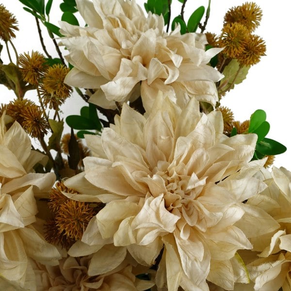 Leaf Pack of 6 x 55cm Dahlia Flower Stem - Dusty Cream