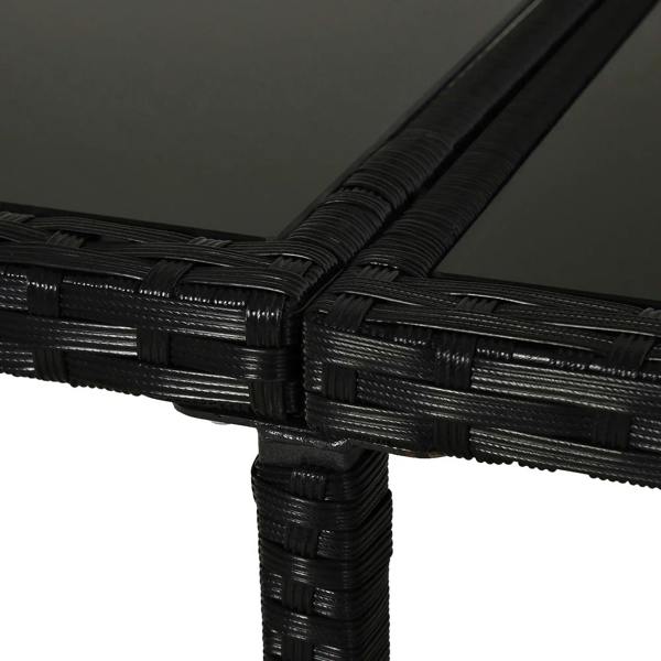 Black woven rattan tabletop edge with corner trim