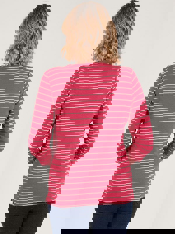 PennyPlain Stripe Square Neck Top - Berry/dusk