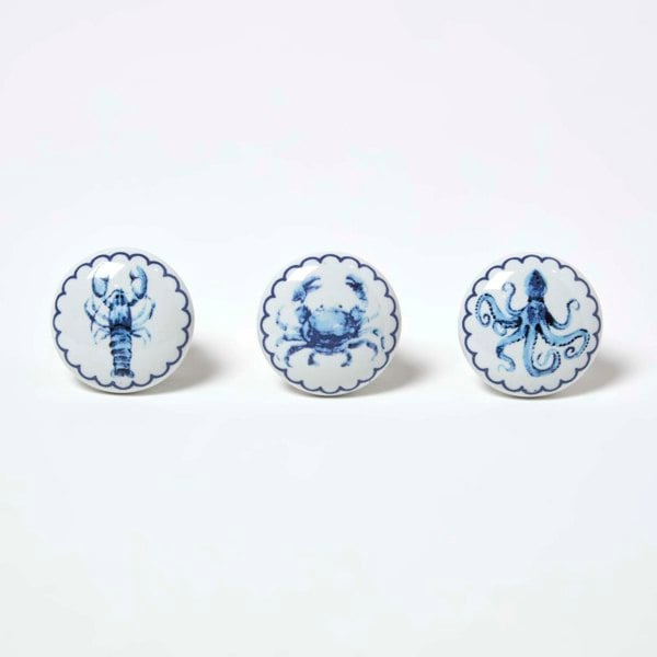 HOMESCAPES Set of 3 Sea Animal Furniture Drawer Knobs