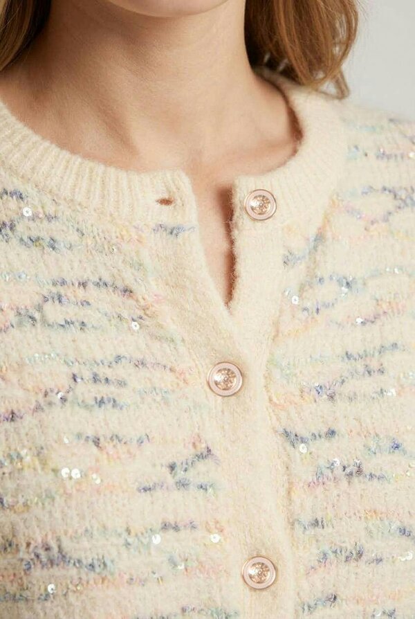 Izabel London Printed Textured Drop Shoulder Cardigan