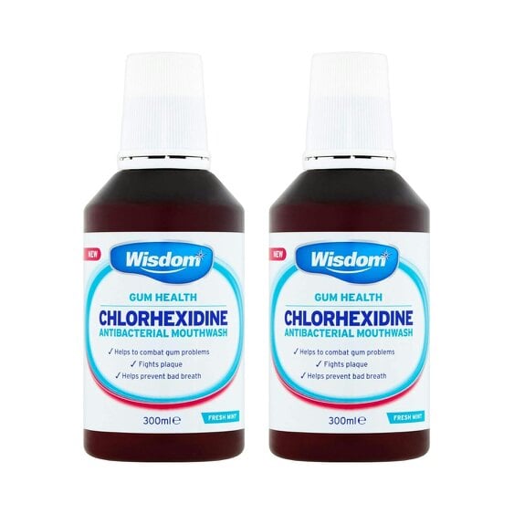 Wisdom Chlorhexidine Alcohol Mouthwash - Mint (2 x 300ml Bottles)