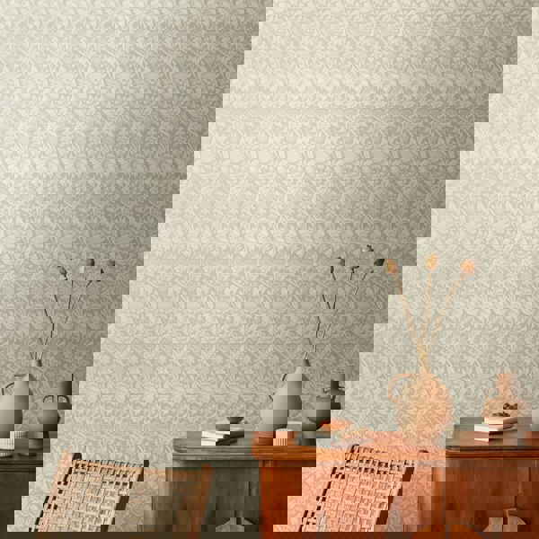 Hoopla Walls Damask Trail - Stone 10m Wallpaper