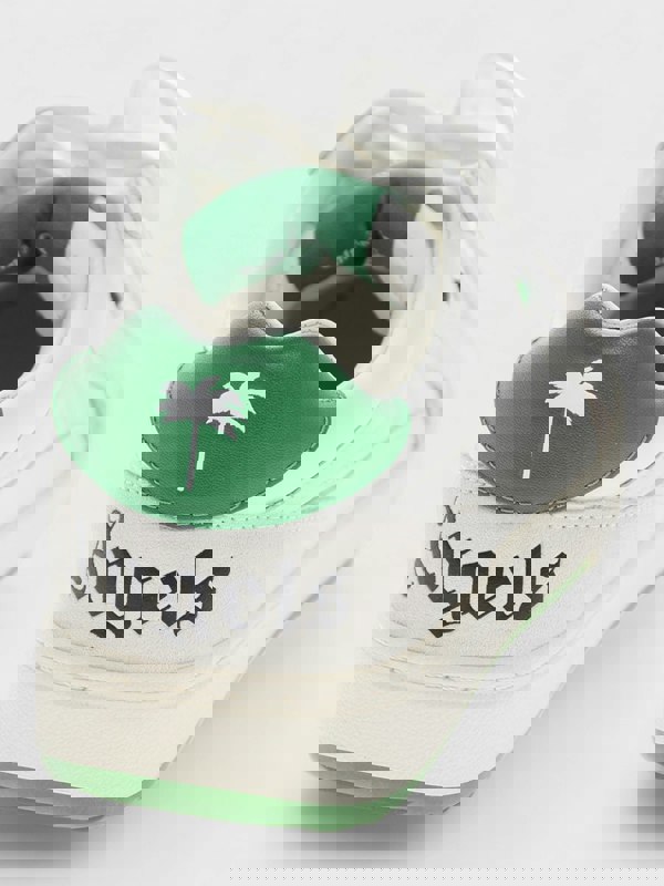 Palm Angels University Suede Trimmed Sneakers White Green