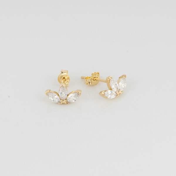 Spero London Fine Crown Earrings 14ct Solid Gold