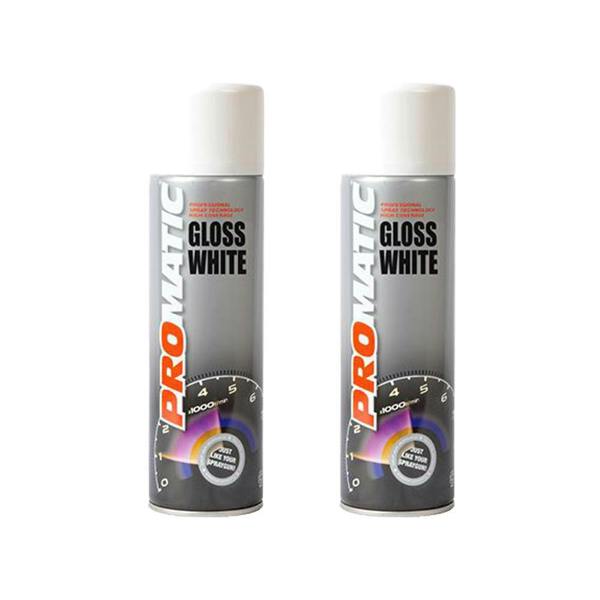 Promatic 2X Promatic Gloss White Spray Paint 500ml
