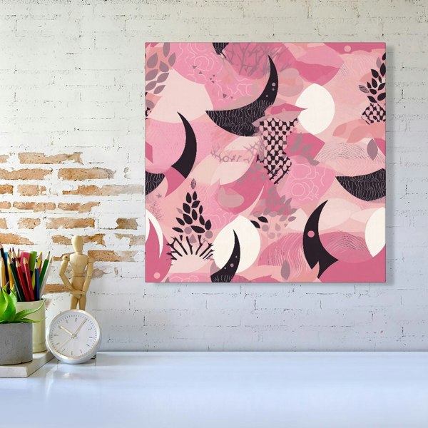 Warren Reed Abstract Pink Moon Pattern Canvas