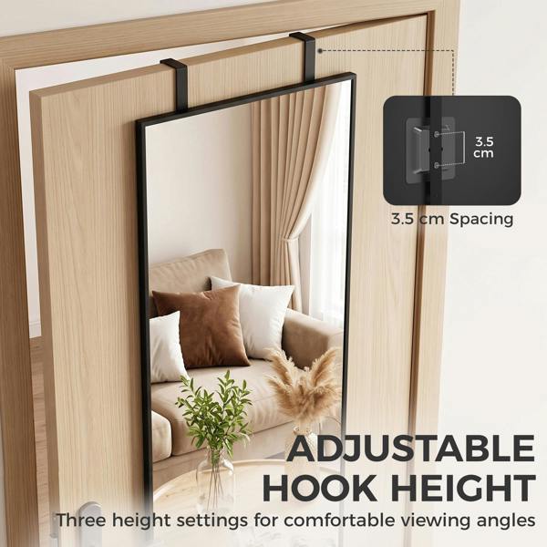 HOMCOM 40 x 110 cm Full Length Wall Mirror with Adjustable Hooks, Black
