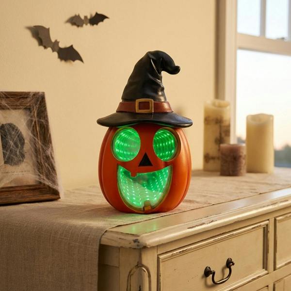 Garden Greatness Spooky LED Pumpkin Witch Hat Ornament