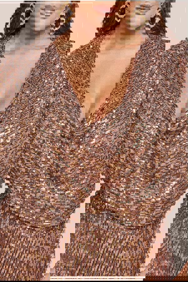 Sequin Cowl Maxi Dress - Bronze DR4051P
