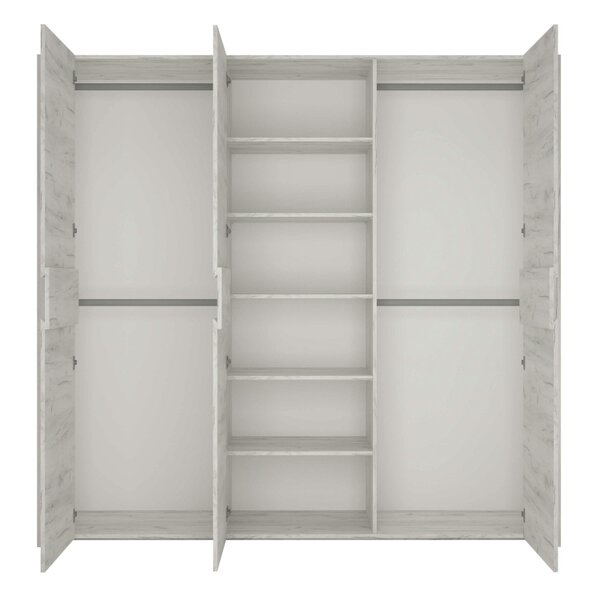 Wyld Haus Norwich Aged Effect Soft Grey Wood Veneer 3 Door Wardrobe
