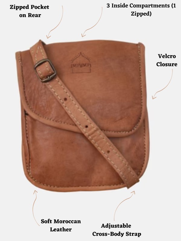 Berber Leather The Kenitra Travel Pouch in Tan