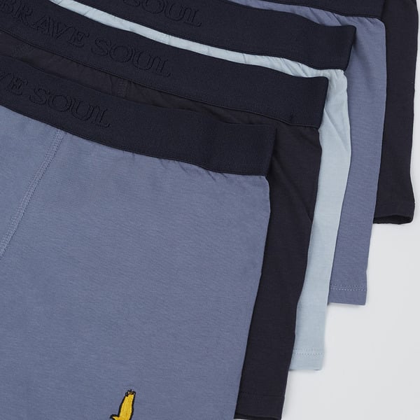 Brave Soul Pack of 5 Boxers with Embroidery Detail - Blue