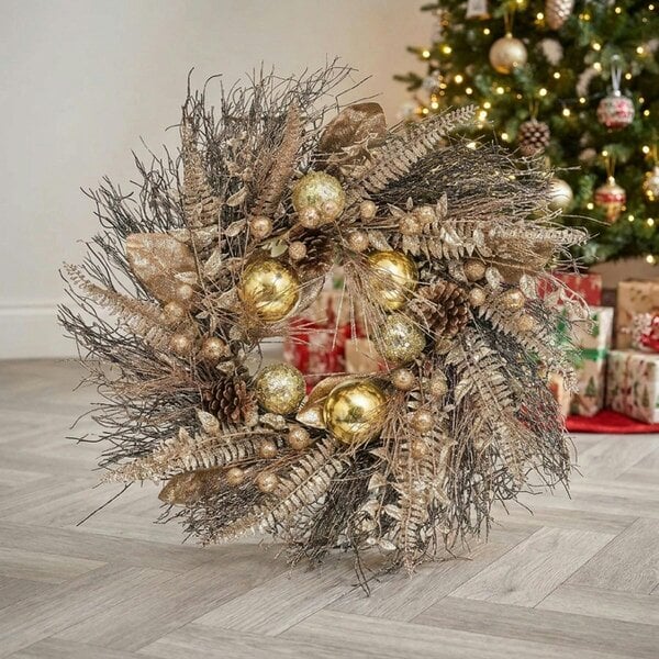 Garden Greatness Gold Rose Gold Twig Ball Wreath